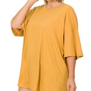 Zenana- Lt. Mustard Tee- New- 3X; Fall, Comfy, Casual, Wardrobe Basic, Plus